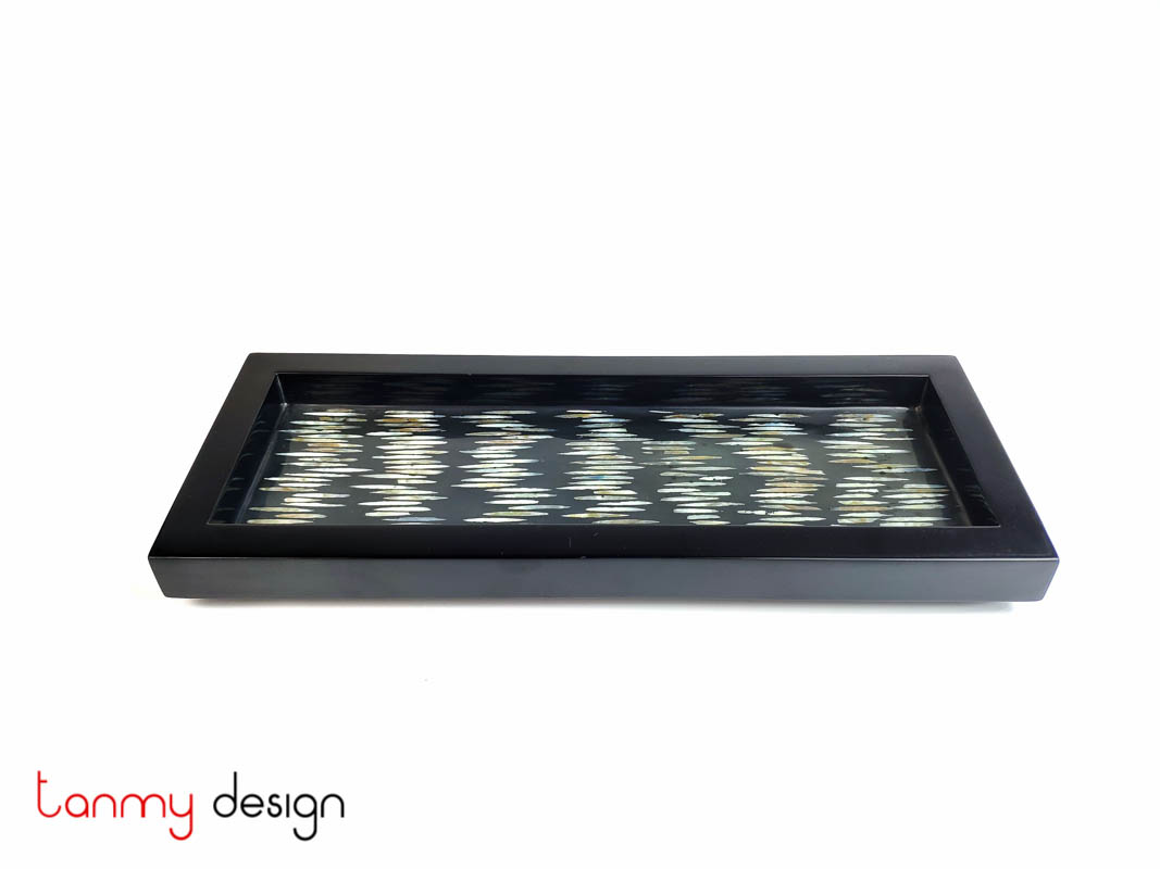 Rectangular lacquer tray with pearl waves 15*35cm